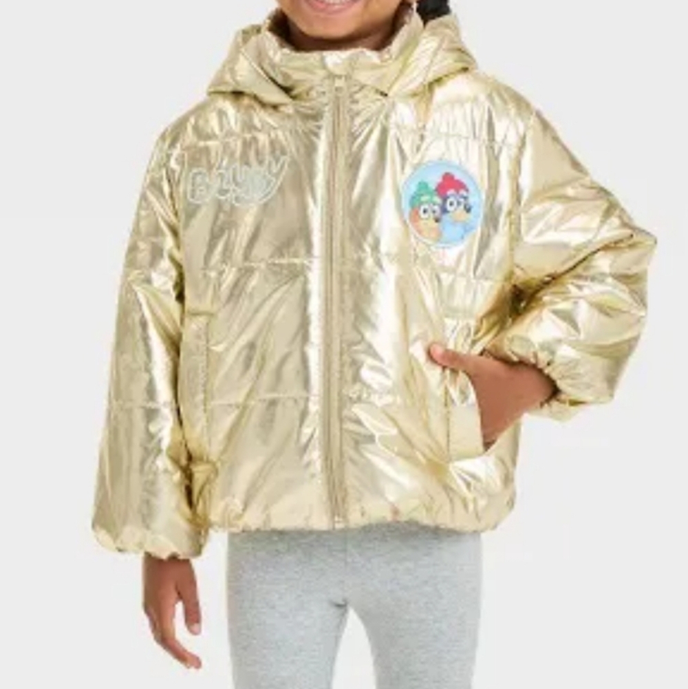 Gold Bluey Hooded Ski Jacket Puffer Coat Size 18 Months
